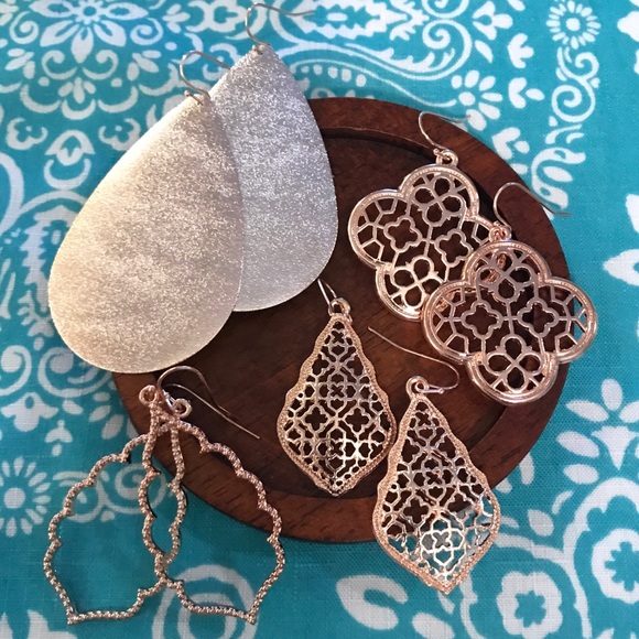 HP! NEW!💙💎ROSE💗GOLD💛EARRINGS BUNDLE!💎💙ALL 4! - Picture 7 of 8